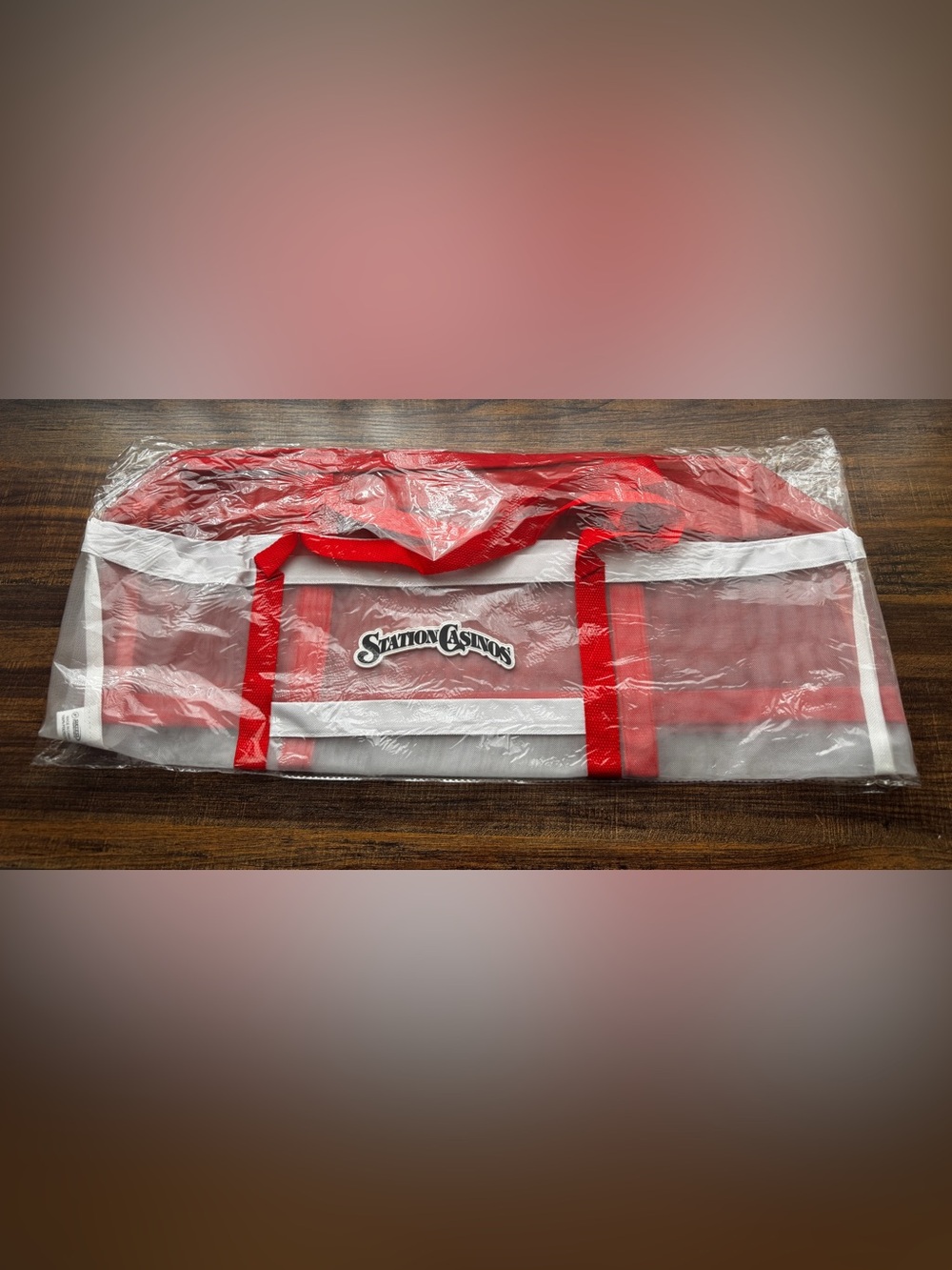 Station Casinos Red White Mesh Tote Bag Large Beach Travel Pool Bag